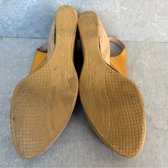 Tan patent-leather peep-toe wedges - Picture 10 of 14